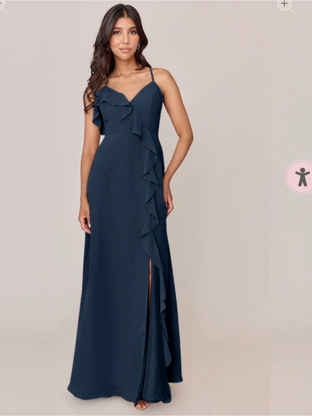 Revelry Navy Ruffle-Trim Spaghetti Strap Maxi Dress